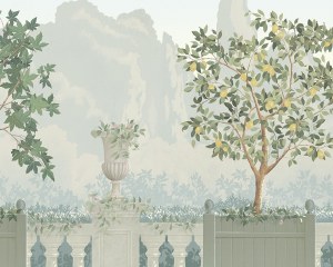 Alberi e balcone - carta da parati paesaggio